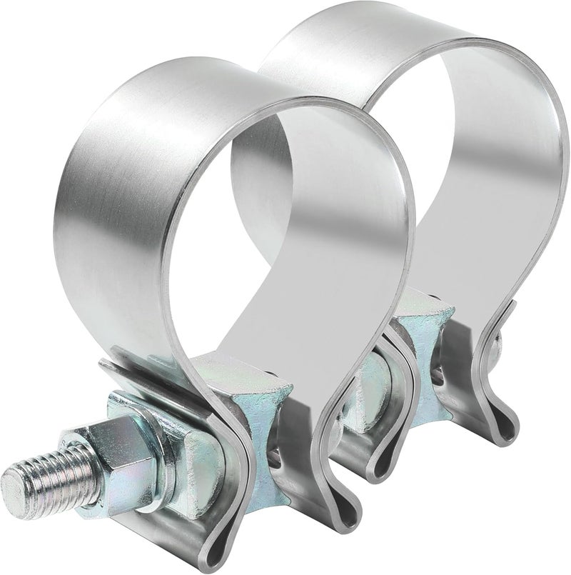 Reswish ESEWALAS 2 Pack Stainless Steel Exhaust Clamp, Narrow Band Muffler Seal,Car Accessories Narrow Band Muffler Clamp,Use for Exhaust System (1.75 inch) - Image 1
